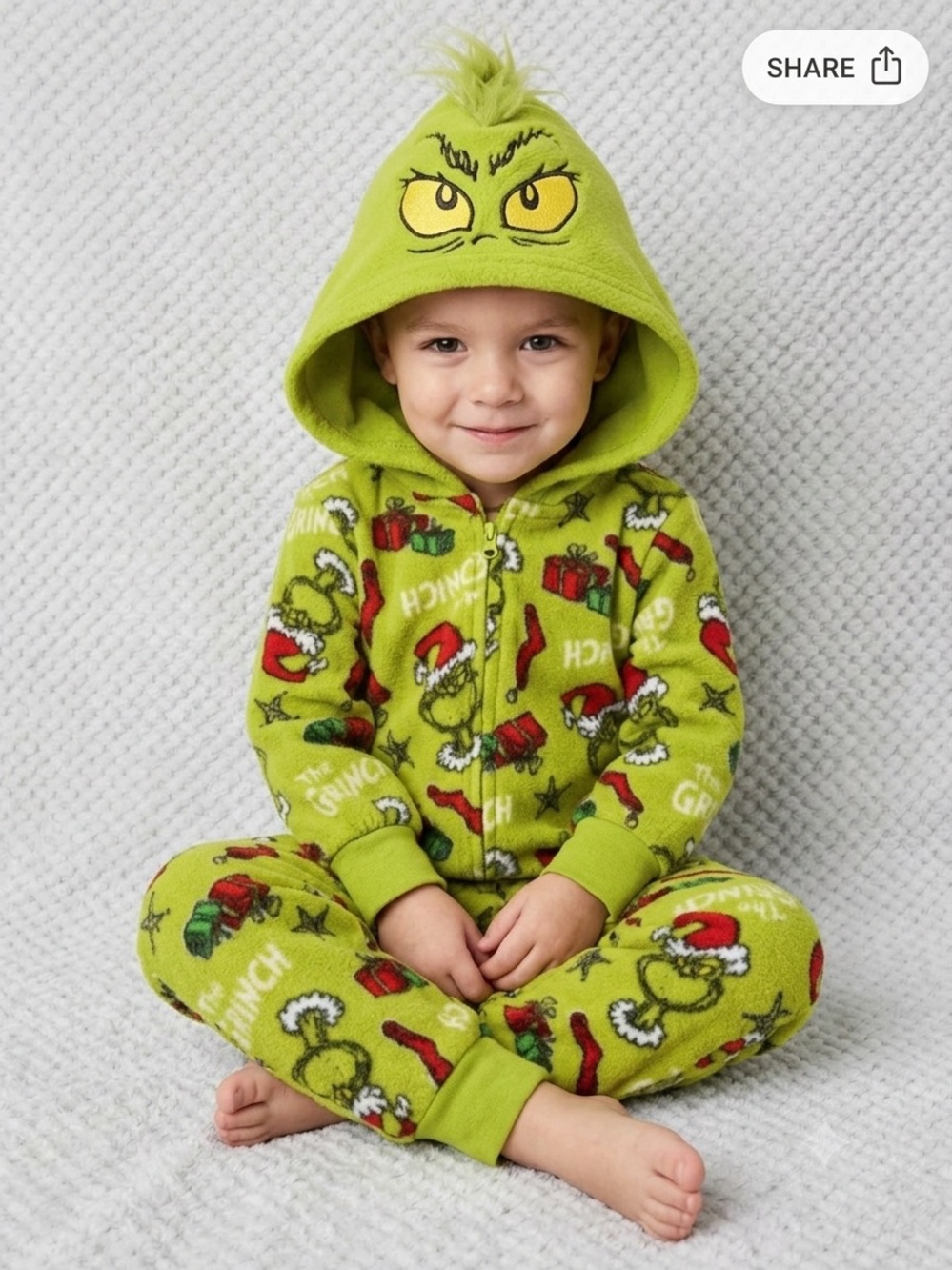 Dr. Seuss The Grinch Hooded Fleece One Piece  Toddler 2T Unisex